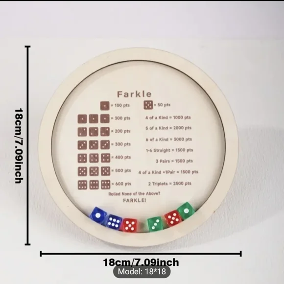 Farkle Dice Game - 8" Wooden - Picture 7 of 8